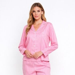 RALPH LAUREN PNIK BLUE STRIPED PYJAMA SET COTTON MEDIUM LARGE XL NEW WITH TAGS